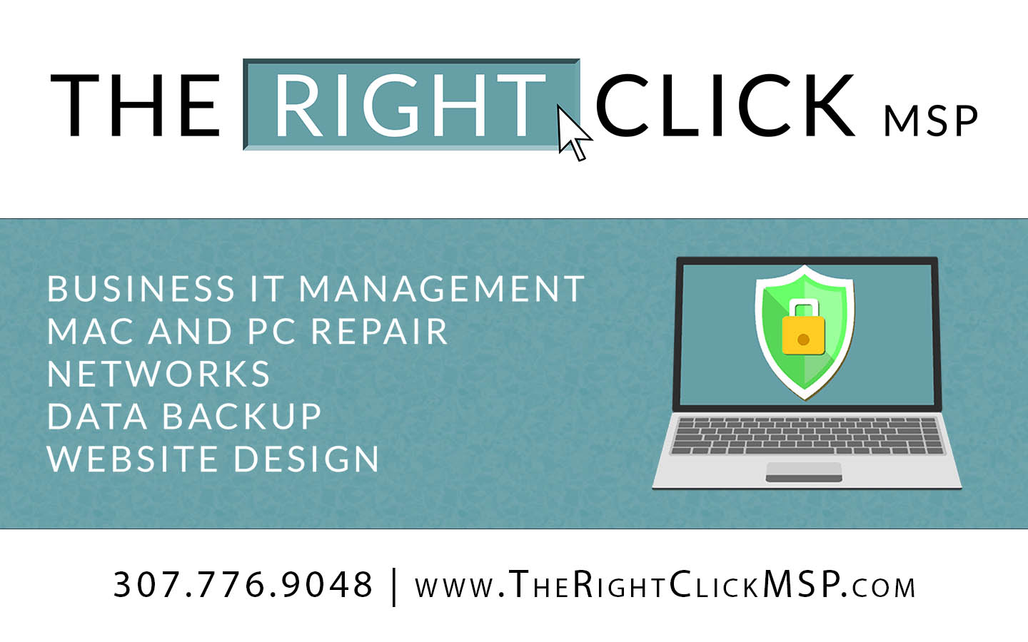 Business Card and information for The Right Click MSP, www.therightclickmsp.com, worland, WY